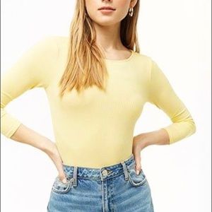[Forever 21] Long Sleeve Crewneck Ribbed Bodysuit